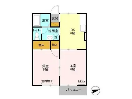 サンパティオ(2DK/2階)の間取り写真