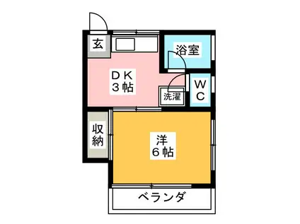 コーポ阿川(1K/2階)の間取り写真