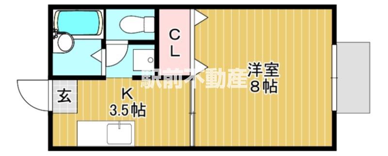 プレミエール・キクII(1K/1階)の間取り写真