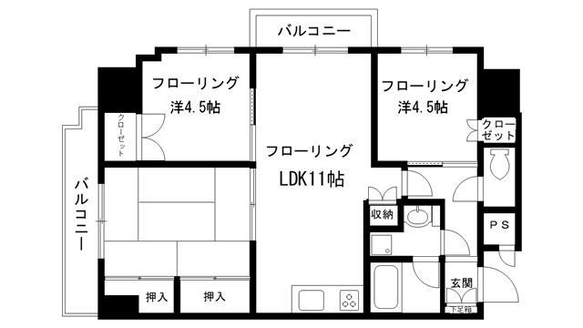 インペリアルハイアット壱番館(3LDK/7階)の間取り写真