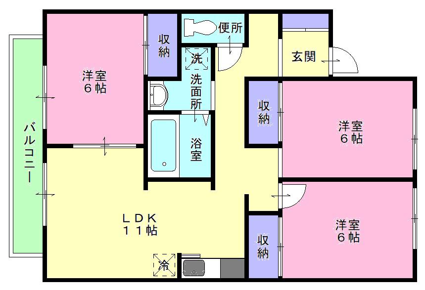 プレジール山田(3LDK/2階)の間取り写真