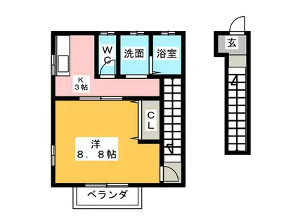 ジュノン島崎(1K/2階)の間取り写真
