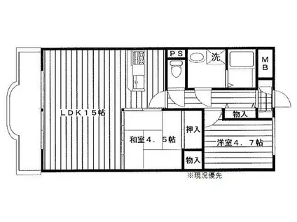 リブェールヒルズ早渕(2LDK/2階)の間取り写真