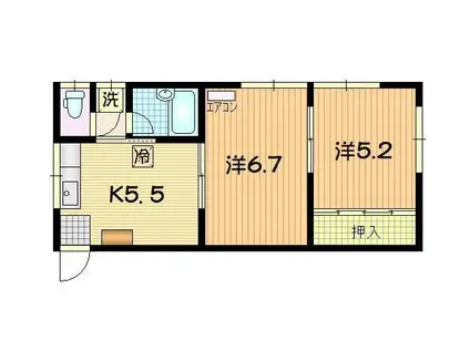 おおうちハイツ(2K/1階)の間取り写真