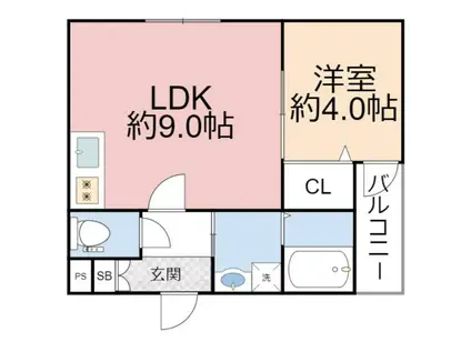 H-MAISON平野Ⅱ(1LDK/3階)の間取り写真