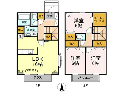 コンフォート浜田ABCD(3LDK/1階)の間取り写真