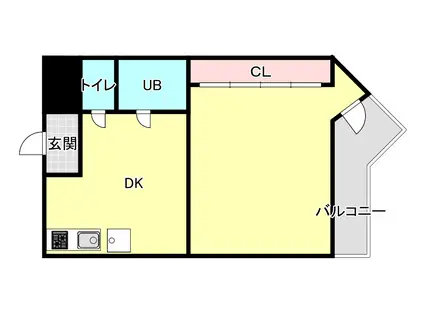 アクアシティー鶴見緑地(1DK/1階)の間取り写真