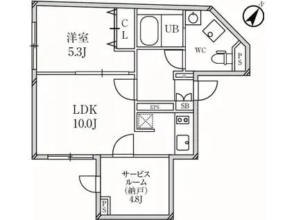 PASEO目黒(1SLDK/1階)の間取り写真