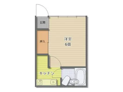西津田ハイツB棟(1K/1階)の間取り写真