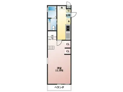 O・R・I・O・N-SHINSUIKOUEN(1K/2階)の間取り写真
