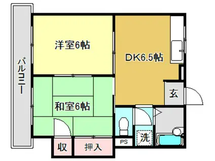 サンハイツ山崎I(2DK/2階)の間取り写真