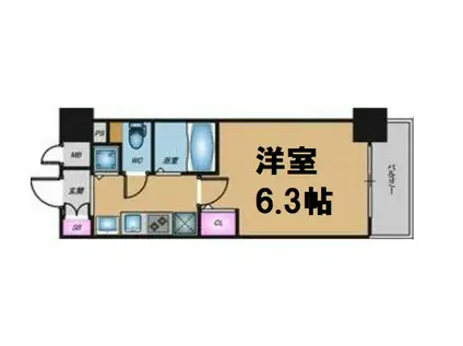 プレサンス心斎橋ルティア(1K/4階)の間取り写真