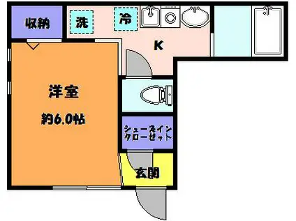 MIMOSA HOUSE JIYUGAOKA(ワンルーム/1階)の間取り写真