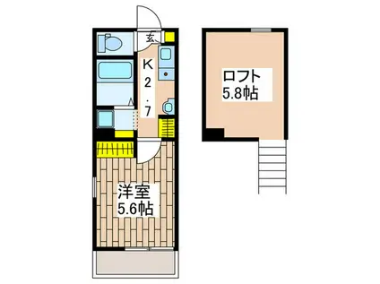 OLYMPIA GARDEN藤沢(1K/2階)の間取り写真