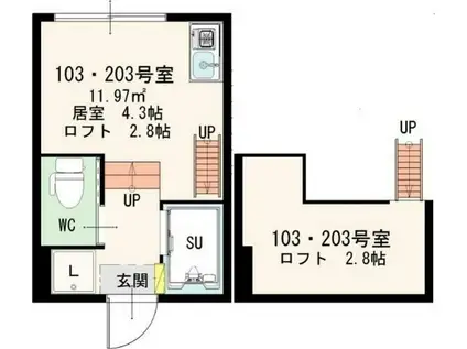 シャンブル東新宿(ワンルーム/2階)の間取り写真