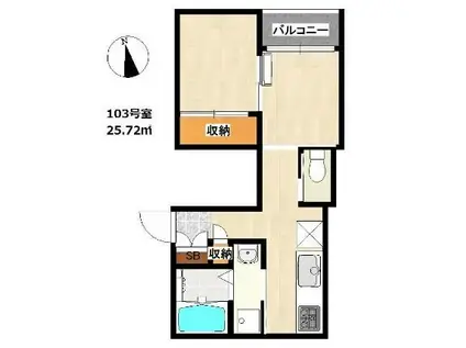 AUTHENTIC 雑餉隈(2K/1階)の間取り写真