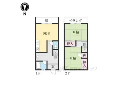 テラスみささぎ(2DK/2階)の間取り写真