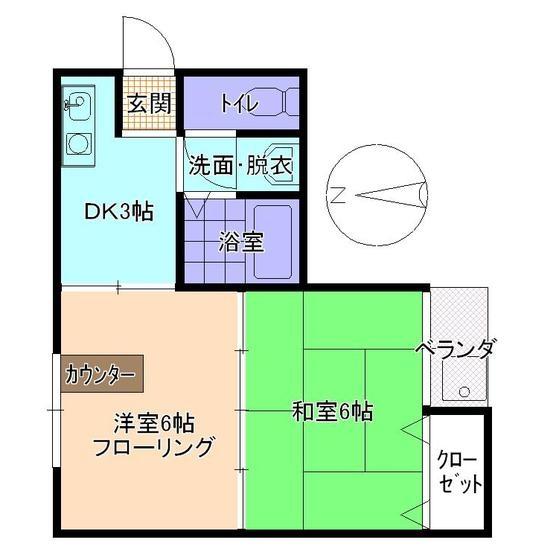 根木ハイツさくら(2K/2階)の間取り写真