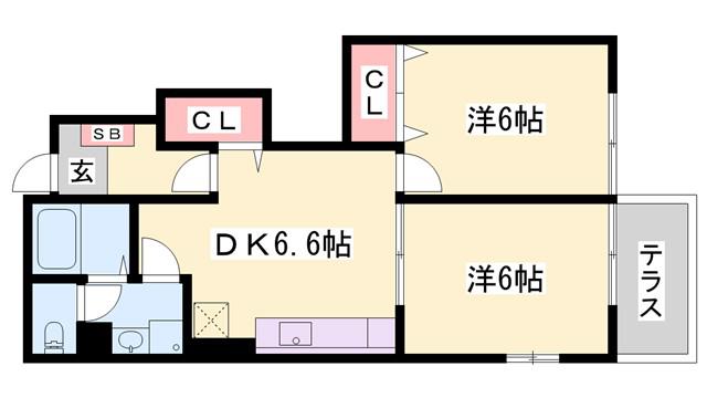 エピーメロンハウス(2DK/1階)の間取り写真