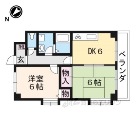 ロベルメゾン(2DK/2階)の間取り写真