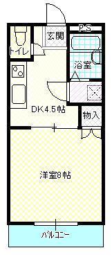 エクセル長者(1DK/2階)の間取り写真