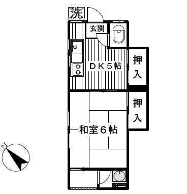 古登仁喜荘(1DK/1階)の間取り写真