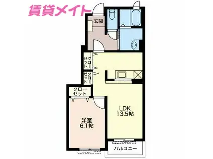 アーバンダンスII(1LDK/1階)の間取り写真