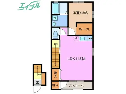 コンフォール生桑(1LDK/2階)の間取り写真