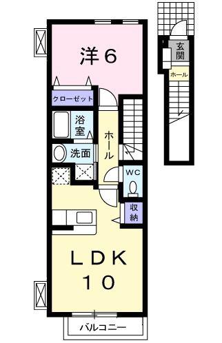 セレンディピティ(1LDK/2階)の間取り写真