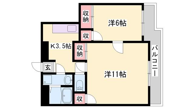 ラフェスタ加東(2LDK/2階)の間取り写真