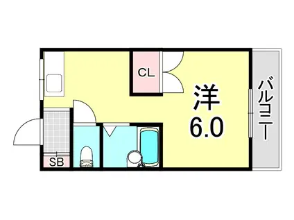 ポピーハイツ(1DK/2階)の間取り写真