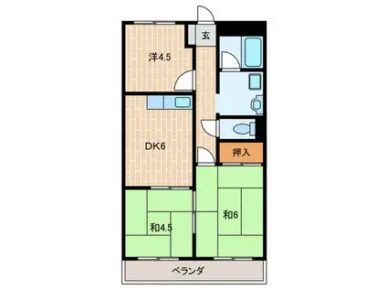 コーポ大社(3DK/4階)の間取り写真