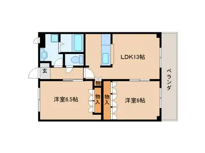 トウケンコーポ桜井南(2LDK/2階)の間取り写真