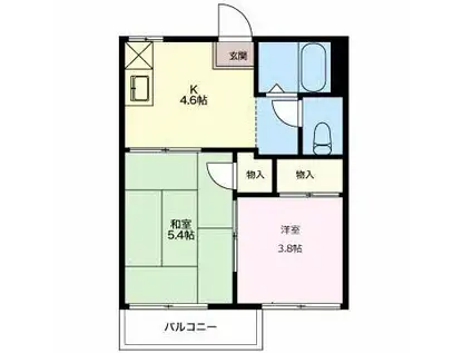 サンピアゴトーB(2K/2階)の間取り写真