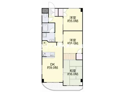 カトービル(3DK/4階)の間取り写真