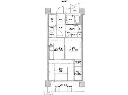 コーシャハイツ相生(2K/4階)の間取り写真