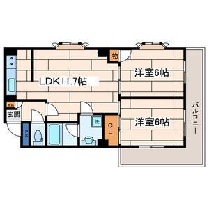 パールハイツ2(2LDK/2階)の間取り写真