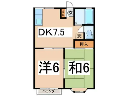 コーポ幸進A(2DK/1階)の間取り写真