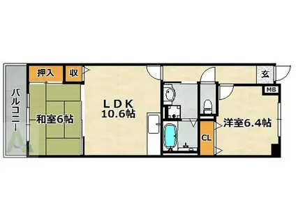 リアライズ東山(2LDK/2階)の間取り写真