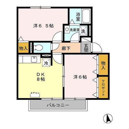 FIND BIRDIE A(2DK/2階)の間取り写真