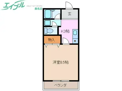 ライラック正和台A棟(1K/2階)の間取り写真