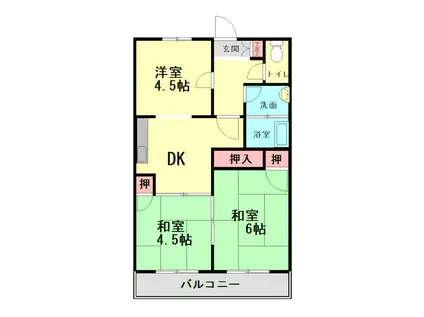 コーポ松尾(3DK/2階)の間取り写真