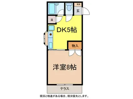 ヴァンカートル(1DK/1階)の間取り写真