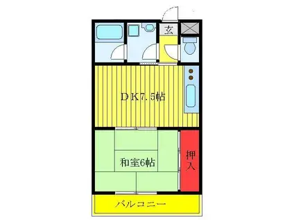 HOPEハイツ(1DK/3階)の間取り写真