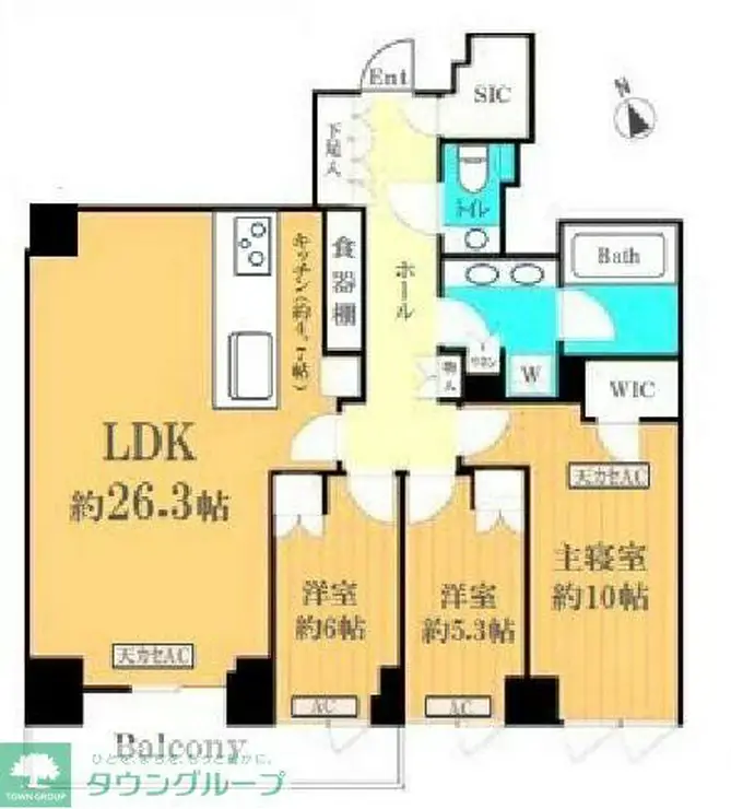 パーク レ・ジェイド白金レジデンス 3階階 間取り