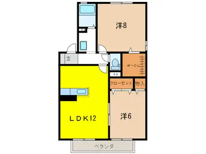 GRAND CHARIOT B(2LDK/2階)の間取り写真