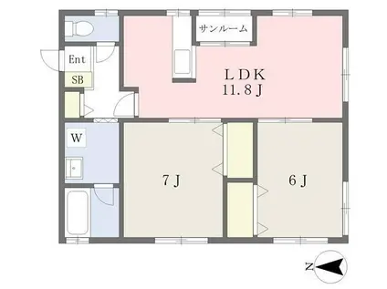 プライム(2LDK/2階)の間取り写真