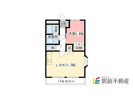 CORPOさくら C棟(1LDK/1階)の間取り写真