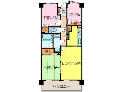 元住吉南パークホームズ(2SLDK/6階)の間取り写真