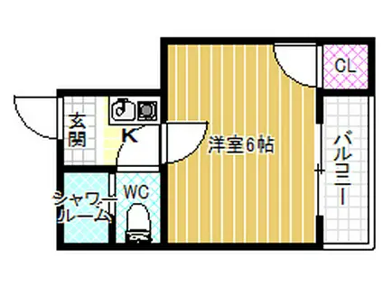 ローレルハイツ(1K/1階)の間取り写真